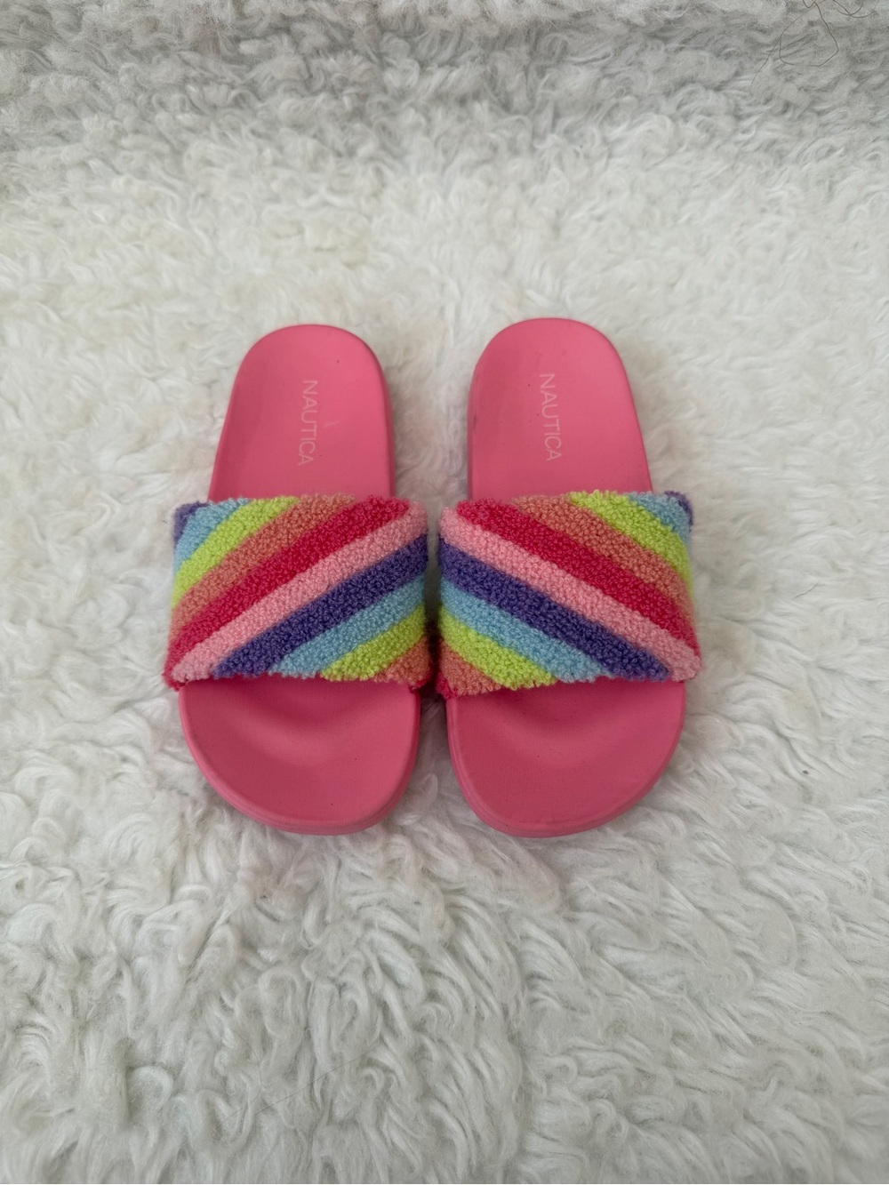 Nautica Pink Kids Rainbow Strap Slide Sandals